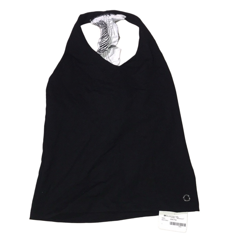 Bluefish Sport Black Halter Top With Zebra Print Details